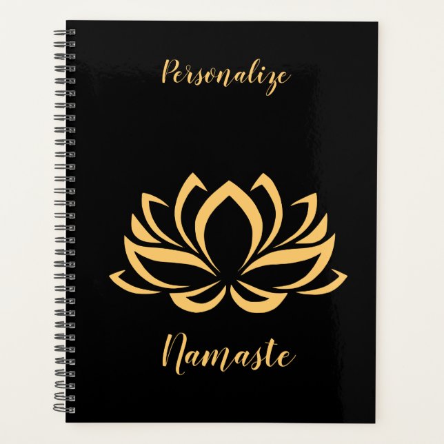 Agenda Lótus Dourado Elegante Zen Yoga Monogrammed (Frente)