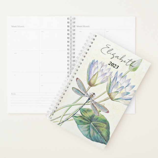 Agenda Lotus e libélula personalizados, ano personalizado (Exibição)