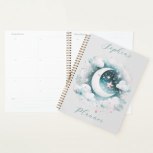 Agenda Lua Crescente Pastel Nuvens Celestiais Personaliza