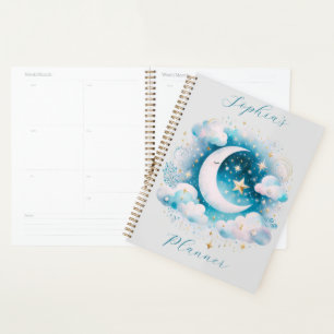 Agenda Lua Crescente Personalizada Nuvens Celestiais Noit