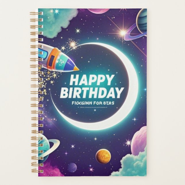 Agenda Lua de aniversário feliz da Galáxia, estrelas (Frente)