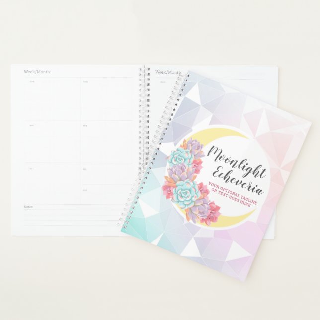 Agenda Lua & Suculentas Pastel Místico Boho Floral Cacto (Exibição)