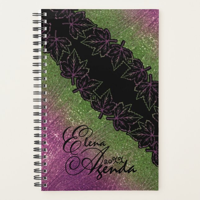Agenda lujosa personalizada con hojas (Frente)