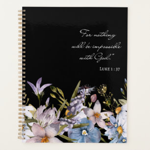 Agenda Luke 1:37 Bíblia Verso Flores Selvagens Arte de Aq