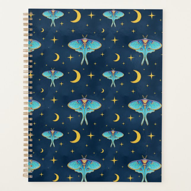 Agenda Luna Moth Celestial Moons & Stars Marinho (Frente)