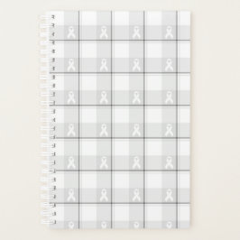 Agenda Lung Cancer Awareness Plaid Planner, White Ribbon