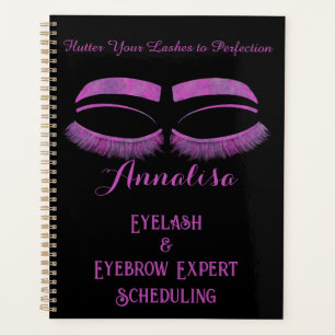 Agenda Lúxo Aquarela Eyelash e Beleza de Ouro, Roxo