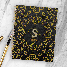 Agenda Luxo Barroco Vintage Negro E Dourado
