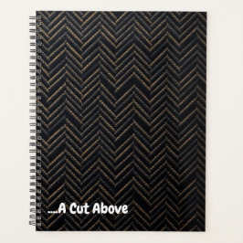 Agenda Luxo Marca Herringbone | Sutil Pinstripe Folheado