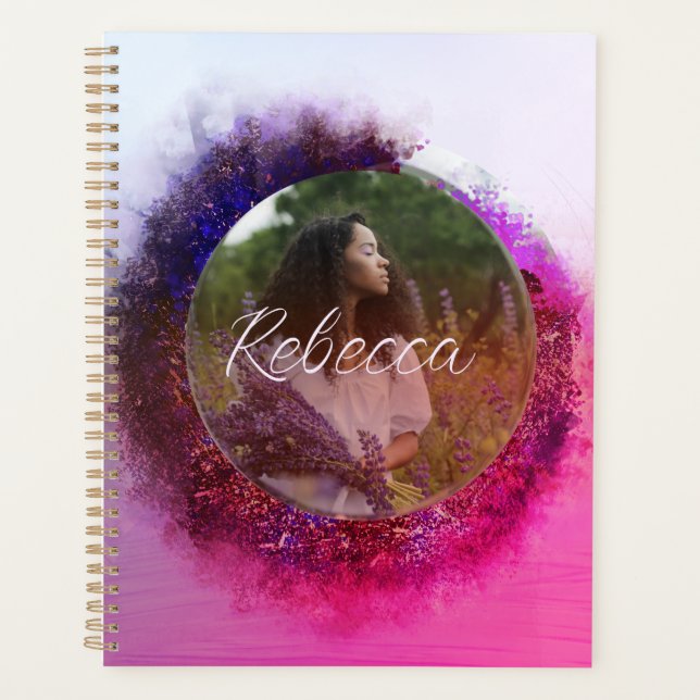 Agenda Luxurious Purple and Pink Ombre Circle Frame Photo (Frente)