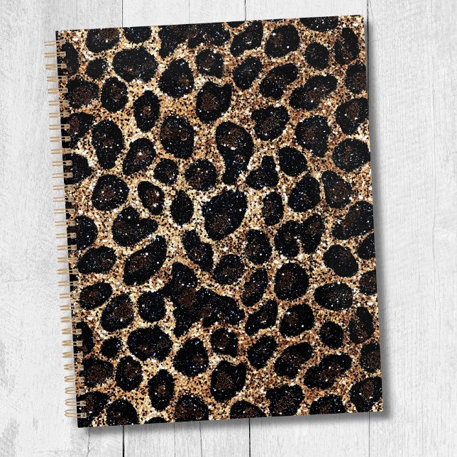 Agenda Luxury Glitter Gold Brown Black Leopard Pattern (Criador carregado)