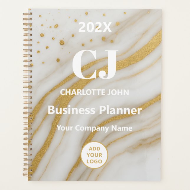 Agenda Luxury Marble Business Monogram 2026 (Frente)