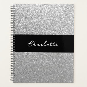 Agenda Luxury Sparkle Silver Glitter Name
