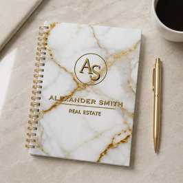 Agenda Luxury White Marble Gold Monogram Real Estate