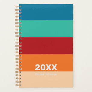Agenda Luz Retro Laranja Abóbora Faixa Azul Nome 2026