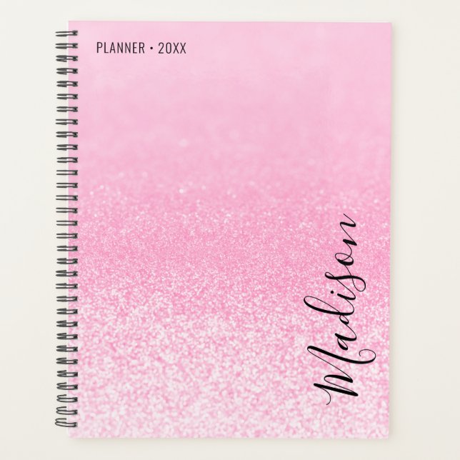 Agenda Luzes brilhantes cor-de-rosa personalizadas (Frente)