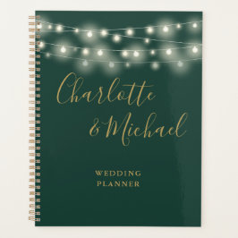 Agenda Luzes de Corda Assinatura Script Casamento Verde D