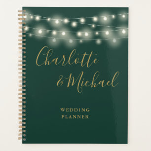 Agenda Luzes de Corda Assinatura Script Casamento Verde D
