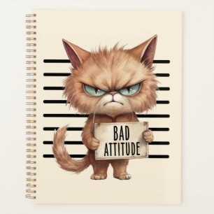 Agenda Má Atitude Cat Mugshot - Design Felino Engraçado
