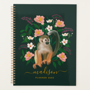 Agenda Macaco Esquilo Floral Escuro Personalizado 2022