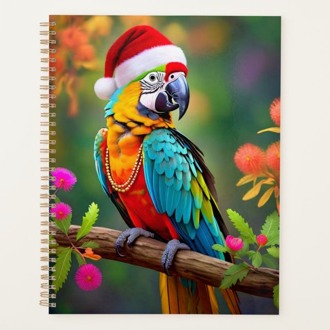 Agenda Macaw de Natal Vestindo um Chapéu Santa- 56485 (Frente)