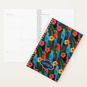 Agenda Macaw E Hibiscus Pattern Adicione seu nome
