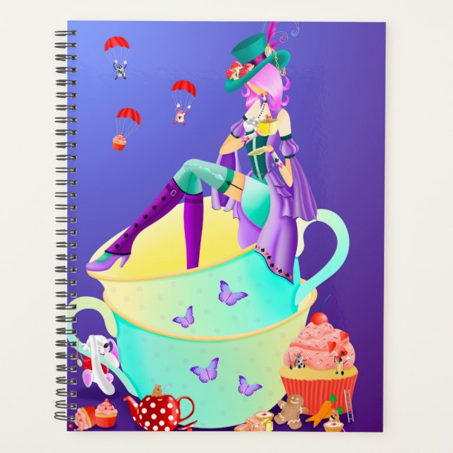 Agenda Mad Hatter em xícara de chá (Frente)