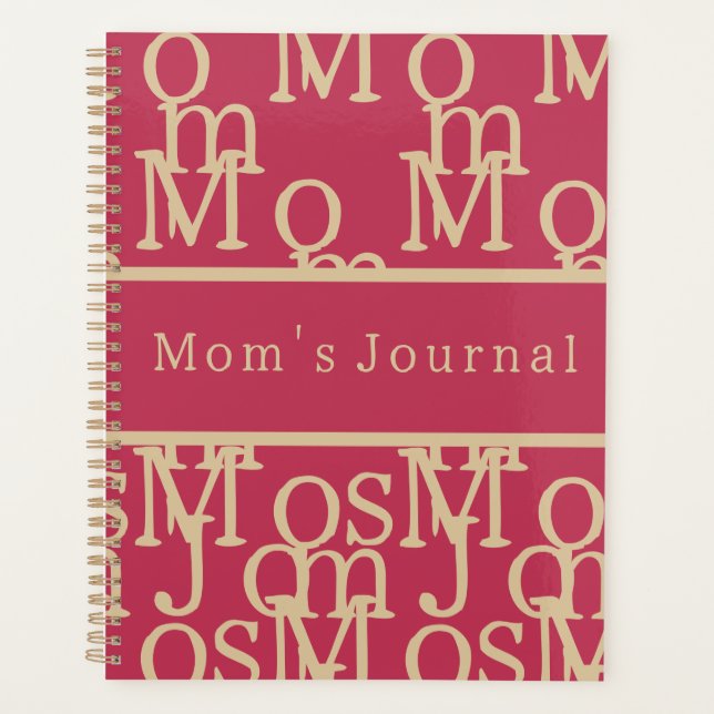 Agenda Mãe Magenta-Dourada Tipografia (Frente)