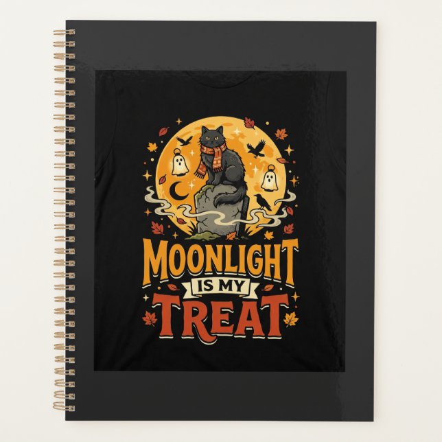 Agenda Magia da Lua do Gato Preto de Halloween (Frente)