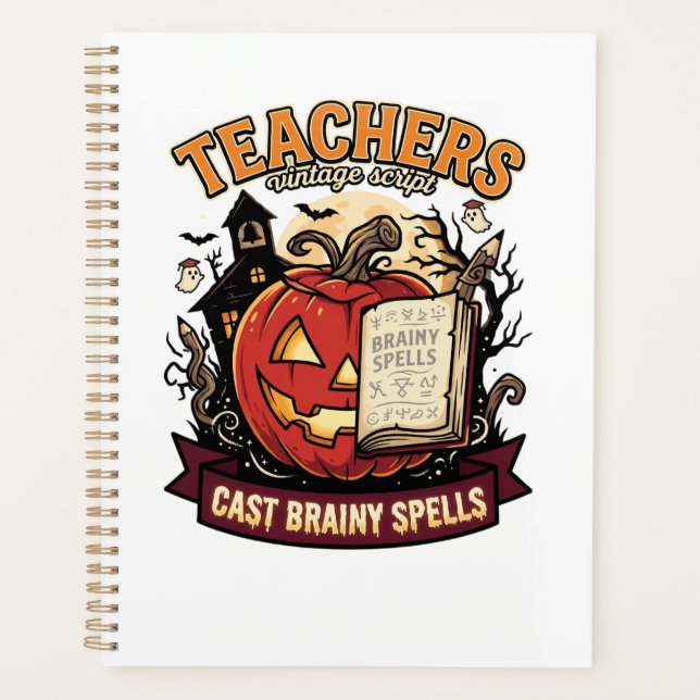 Agenda Mágica Cerebral de Professor de Halloween (Frente)