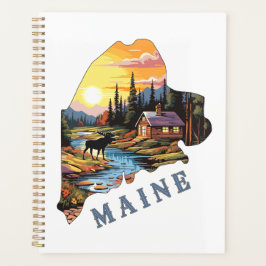 Agenda Maine State Outline Cabin Moose