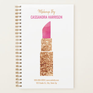 Agenda Makeup Artist Dourado Sequin Watercolor Beauty Sal