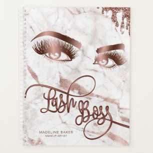 Agenda Makeup Artist Lash Boss Olhos Lashes Rosa Dourado