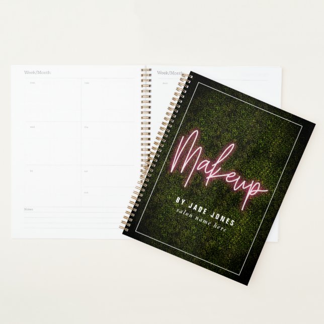 Agenda Makeup Artist Neon Boxwood Cosmetologista (Exibição)