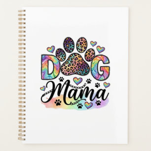 Agenda Mamãe Cachorro Pata Leopardo Arco-íris Aquarela Co