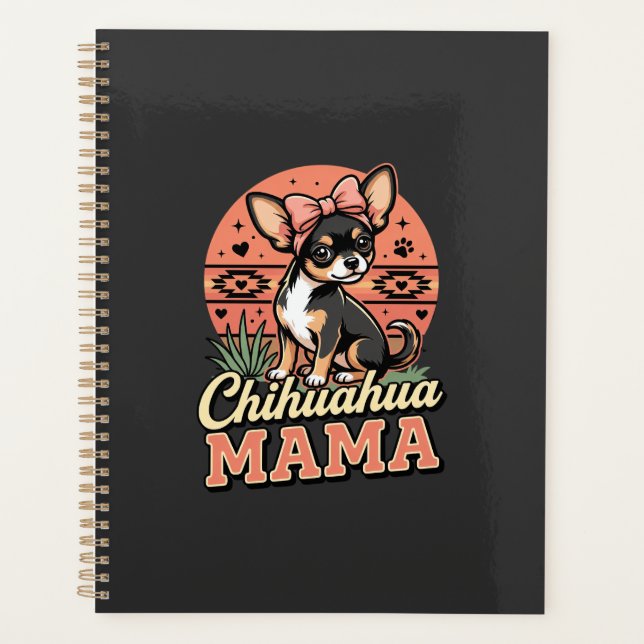 Agenda Mamãe Chihuahua Fofa com Laço Mãe de Cachorro (Frente)