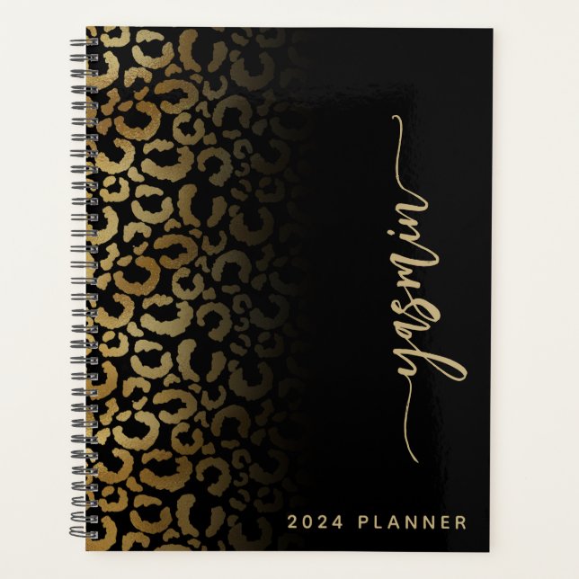Agenda Manchas de leopardo dourado personalizadas 2024 (Frente)