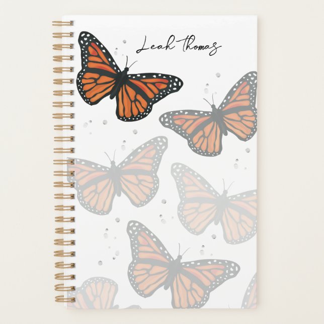 Agenda Manchas Elegantes de Borboletas Simples Modernas (Frente)