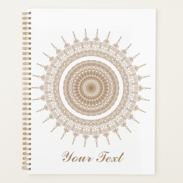 Agenda Mandala Bohemian White Boho Personalizado (Frente)