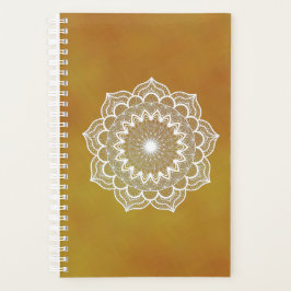Agenda Mandala Branco em Fundo Dourado
