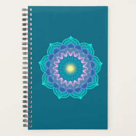 Agenda Mandala Colorido em Fundo Azul