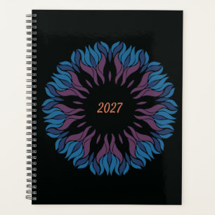 Agenda Mandala de Flores em azuis e mauve