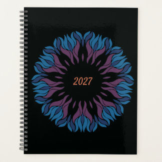 Agenda Mandala de Flores em azuis e mauve