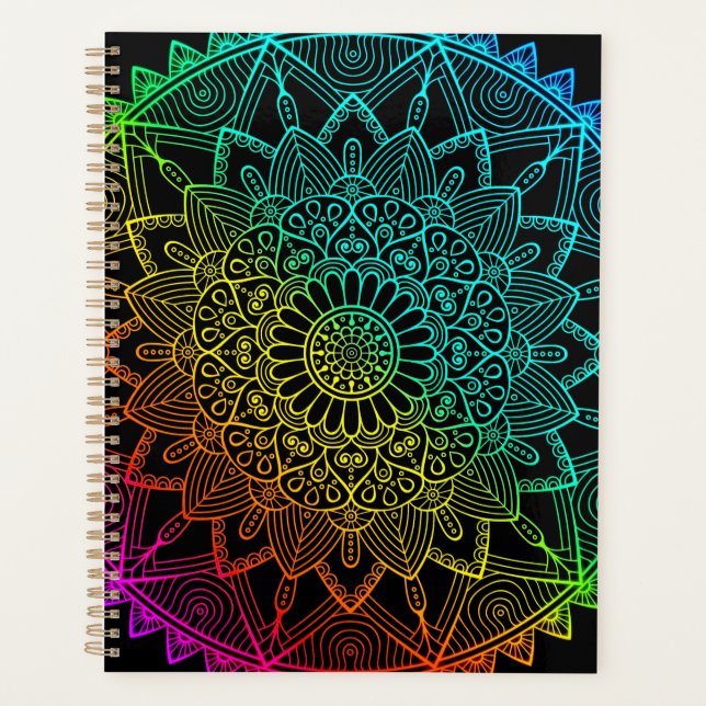 Agenda Mandala do Arco-Íris Preto (Frente)