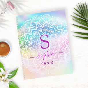 Agenda Mandala Iridescente Holográfico Elegante Personali