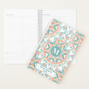 Agenda Mandala Peach Teal Personalizado