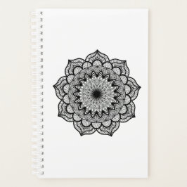 Agenda Mandala Preto em Fundo Branco