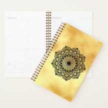 Mandala Preto em Fundo Dourado Suave