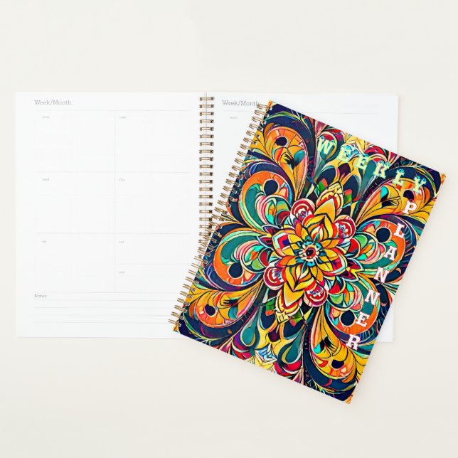 Agenda Mandala Sinfonia de Cores – Floral Psicodélico Ous (Exibição)
