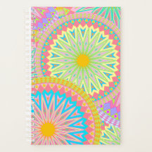 Mandala Sobreposto Rosa Azul Amarelo Verde-Menta R